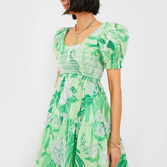 Farm Rio Dew Drop Floral Green Mini Sz 6 - Picture 3 of 7